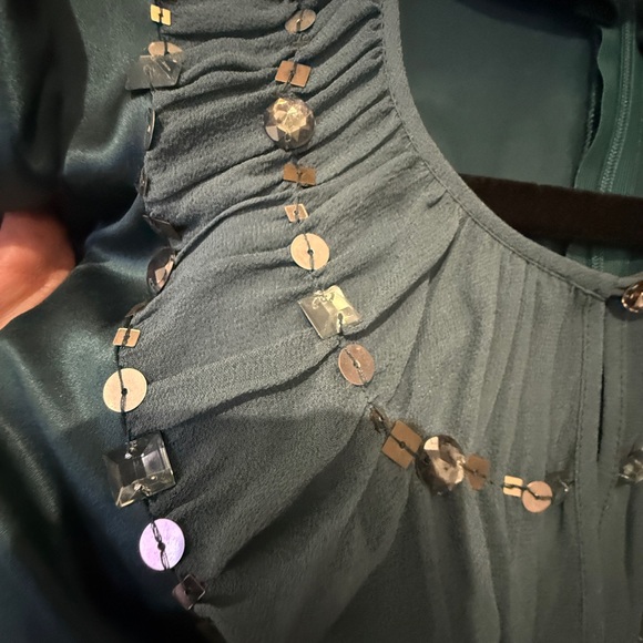 Nanette Lepore emerald green Embellished Cap Sleeve Blouse - Picture 6 of 9